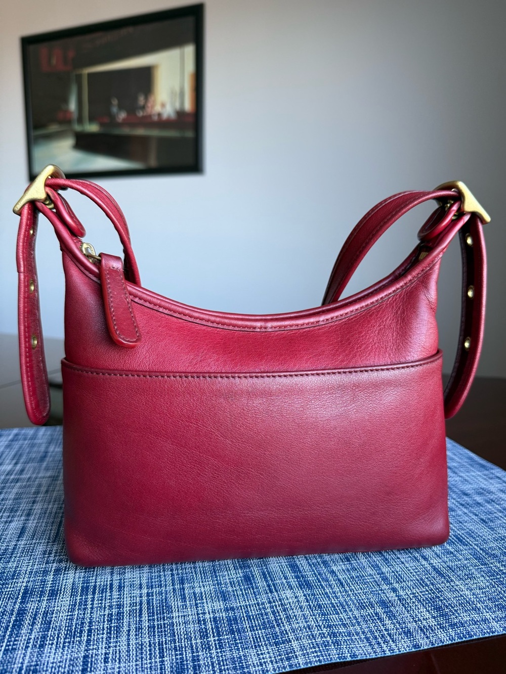 Red Vintage Coach 9136 Legacy Small Pocket Zip Leather Bag - Picture 3 of 16